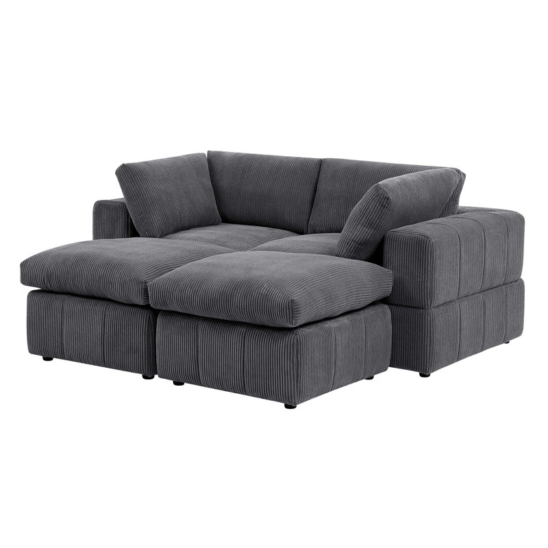 Laurynn Corduroy U-Shaped Sectional, Dark Grey Corduroy
