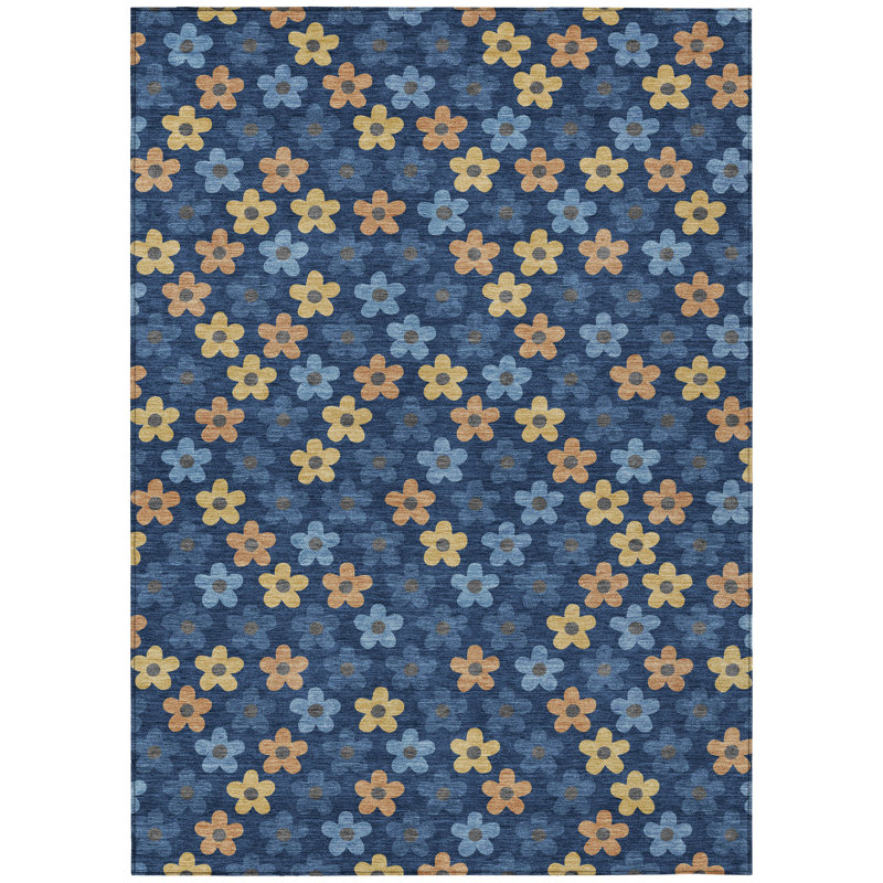 Machine Washable Indoor/Outdoor Chantille ACN2569 Kids Rug, Navy, 2'6" x 3'10"