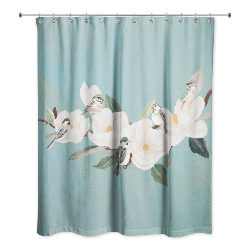 Rideau de douche oiseaux et magnolias