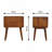 Solid Wood Curved Nightstand, 2-Drawers, Chestnut, Brown