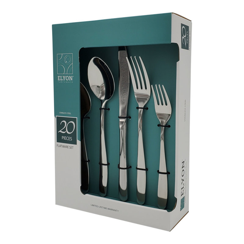 Elyon Tableware Elyon Remsen Reflective Silver Flatware Set Stainless Steel - Service For 4
