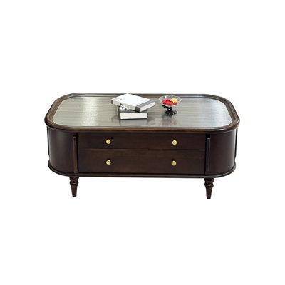 Cherry Wood Coffee Table with Four Drawers