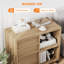 Classeur à 3 tiroirs avec tablettes de rangement ouvertes, classeur latéral à roulettes pour dossiers de format lettre / A4, support d'imprimante mobile avec roulettes, armoire de rangement en bois pour le bureau personnel-129589714