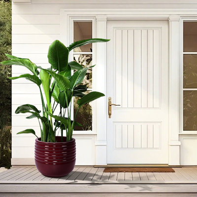 Ensemble de 3 pots à fleurs en céramique, idéal pour les espaces verts, intérieur et extérieur, finition brillante, drainage intégré, 14,74 po x 12,07 po, pot à fleurs 42,71 lb avec drainage