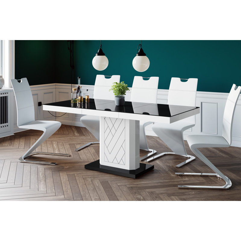 Bobbetta Extendable Dining Table, White/Black