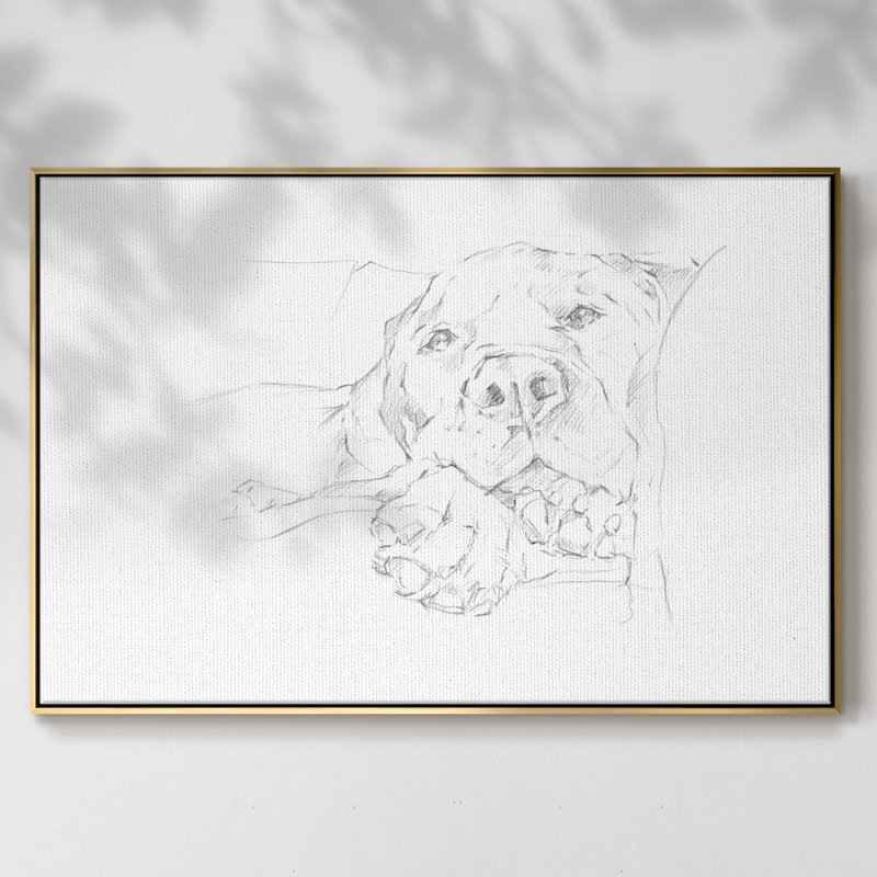 Lazy Dog I, H 27 po x l 41 po x P 2 po, Cadre doré, Pas de tapis