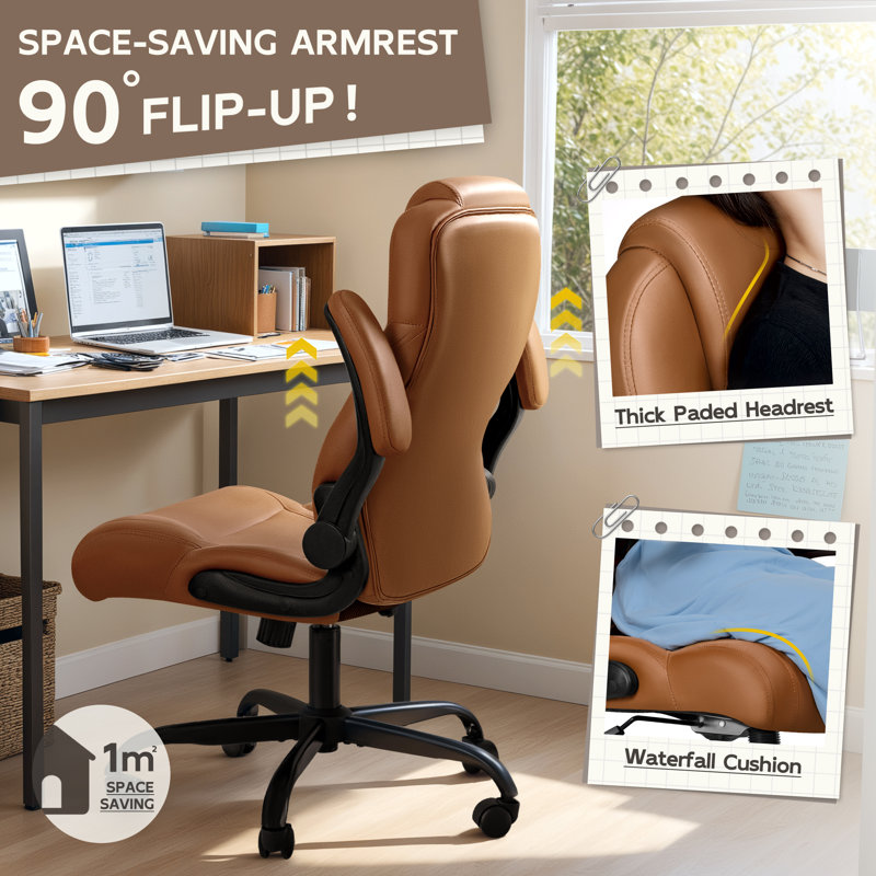 Fauteuil de direction ergonomique à haut dossier avec appui-tête, Brun