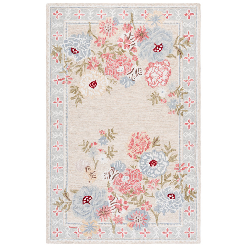 Jardin 476 Hand Tufted 80% Wool; 20% Cotton Floral Rug, Rectangle 6' x 9'