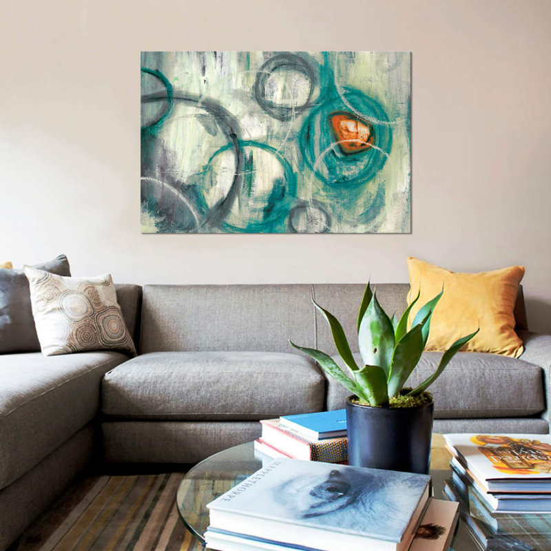 «Auspicieuse sarcelle», impression sur toile, H 40 po x l 60 po x P 1,5 po, Toile tendue, Pas de tapis