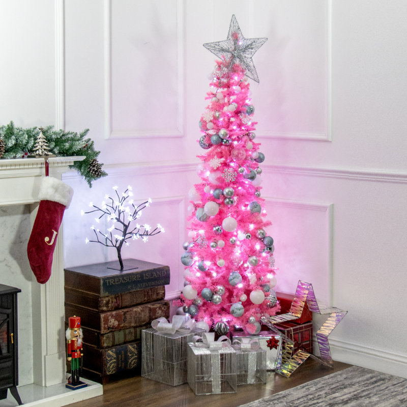 5.97' H Lighted Artificial Pine Christmas Tree