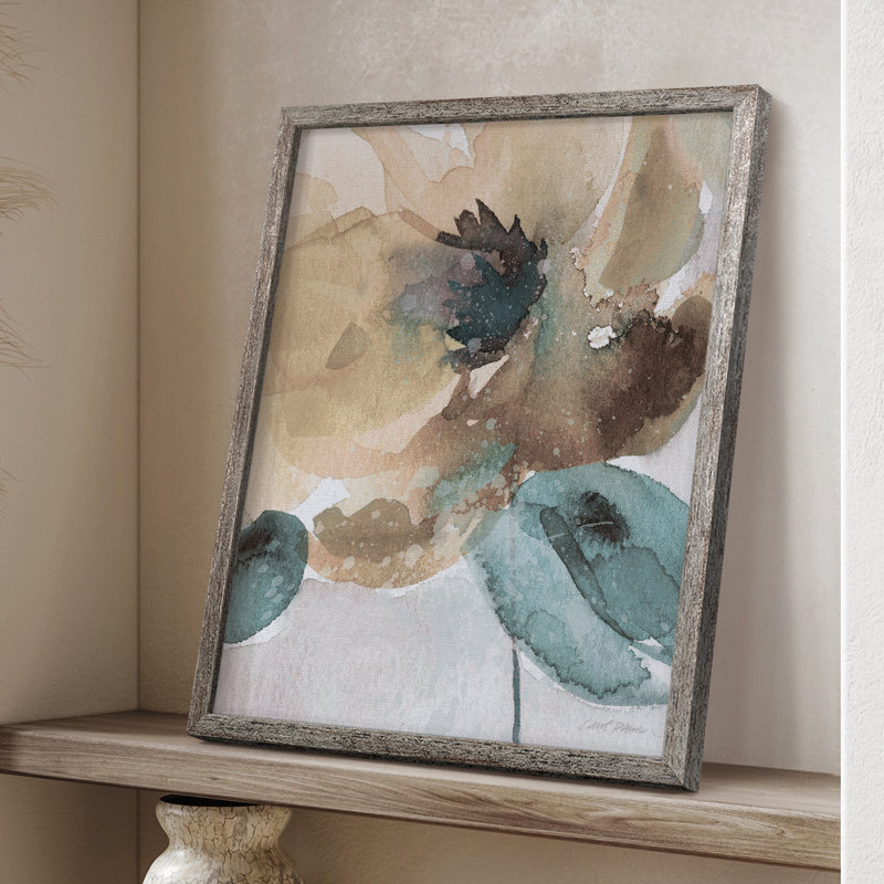 Watercolor Poppy II, reproduction encadrée - bois massif, H 21 po x l 17 po