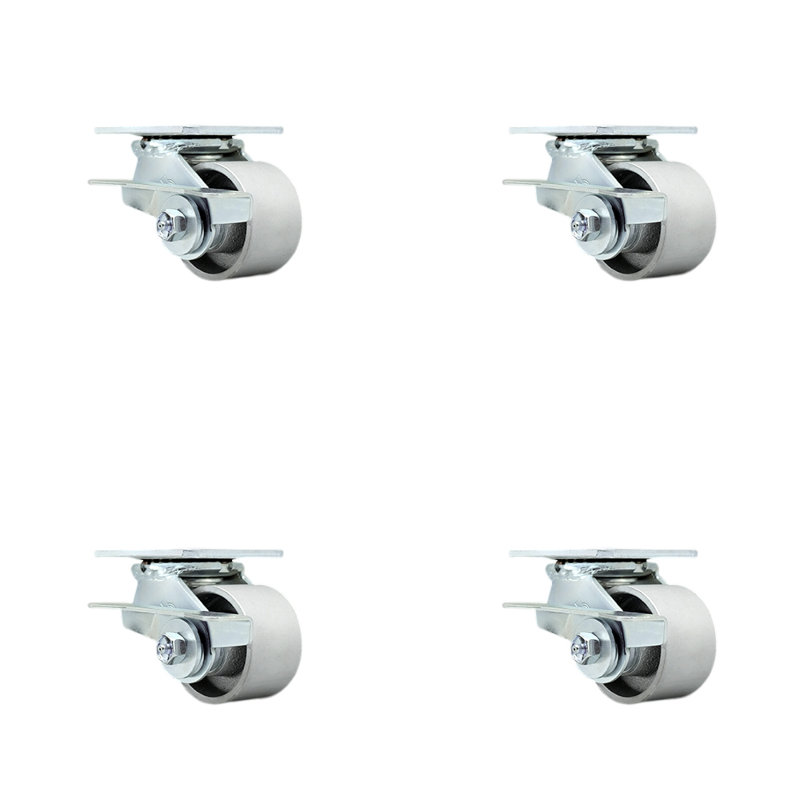 Ensemble de roulettes pivotantes de 3,25 pouces avec roulements à rouleaux et freins SCC / SCC-30CS3420-SSR-SLB-4
