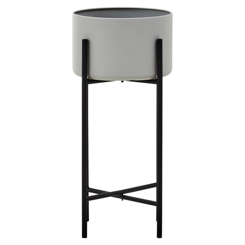Maleiyah Metal Cachepot, Black/Grey, 55 x 28 x 28