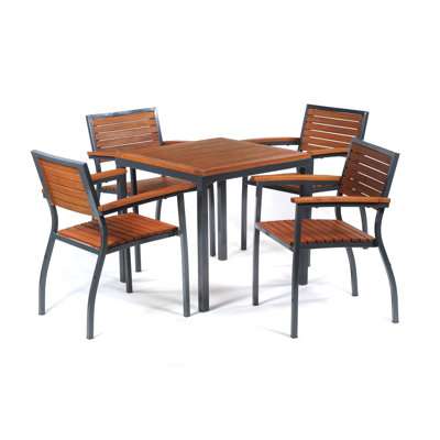 Verlin 4 - Person Fir Solid Wood Patio Dining Set Square Table