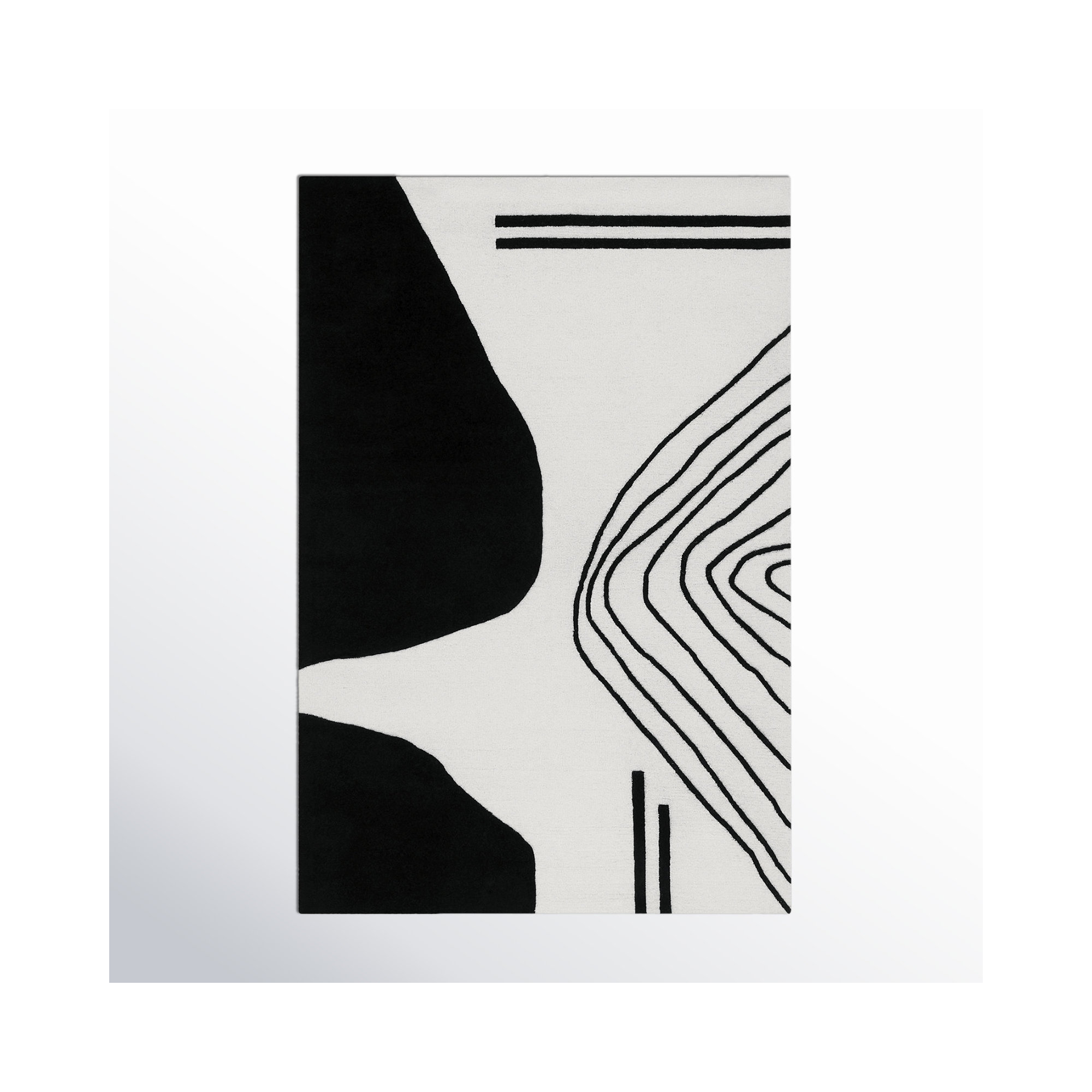 Felipe Handmade Wool Ivory/Black Rug, Rectangle 2' x 3'