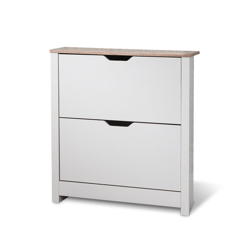 Suseela 8 Pair Shoe Storage, White/Oak, 108cm H x 78cm W x 23.5cm D