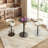24''W Glass Top Round Bar Table Interactive Cocktail Table With Touch-Sensitive LED Lights & Hook For Kitchen Bistro, Parties