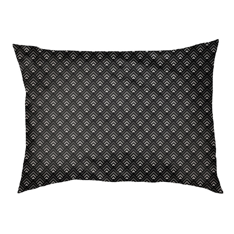 Coussin de créateur géométrique à chat dégradé reverse Campion, L 29,5 po x l 19,5 po, Gris