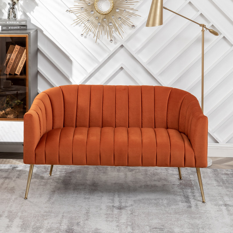 Mossley 51'' Velvet Loveseat, Orange
