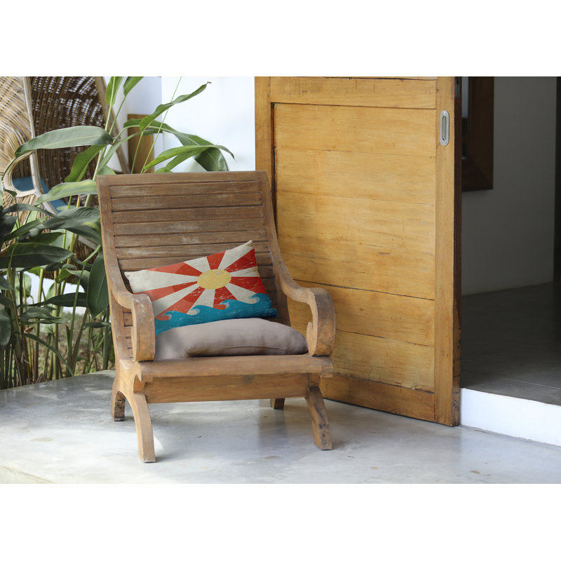 Indoor/Outdoor Reversible Throw Pillow, Beige/Blue/Orange