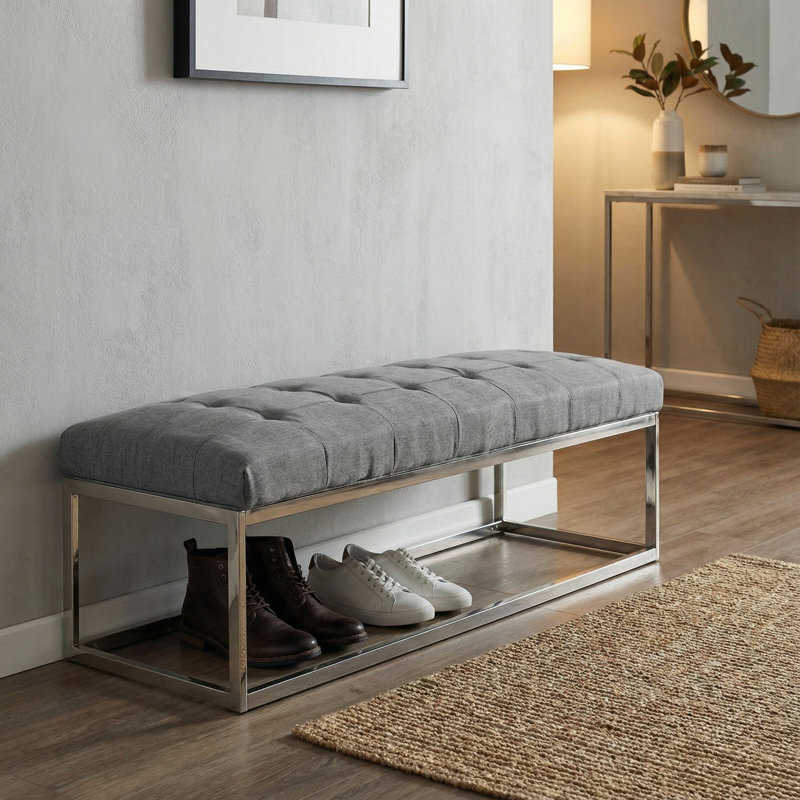 Cheab Vinyl Upholstered Bench, Gray