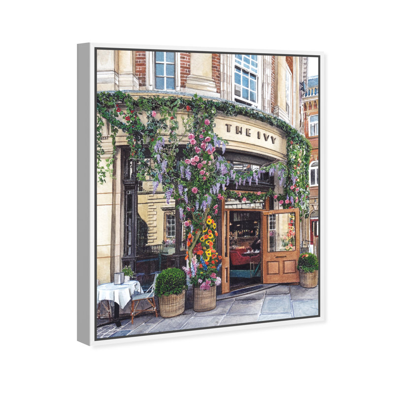 «Cafe Time» - peinture sur toile, H 20 po x l 16 po, Toile blanche encadrée