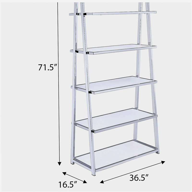 Bibliothèque blanche et chrome avec 6 tablettes