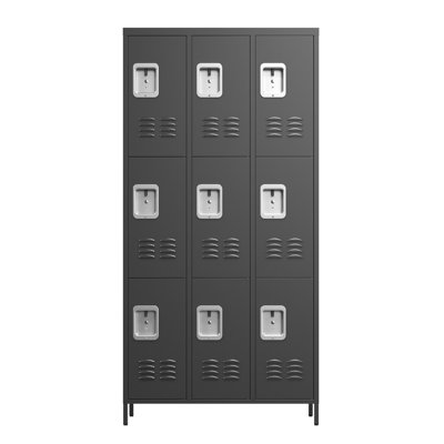 Casier 72 po en métal pour employés - Casier de rangement en acier gris 9 portes pour le bureau, l'école et la salle de sport
