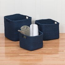 Navy Blue Peony Y-Weave Storage Basket, Large, Sold by at Home