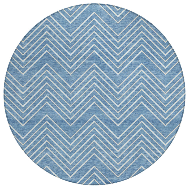 Machine Washable Indoor/Outdoor Chantille ACN2390 Geometric Rug, Round 8'