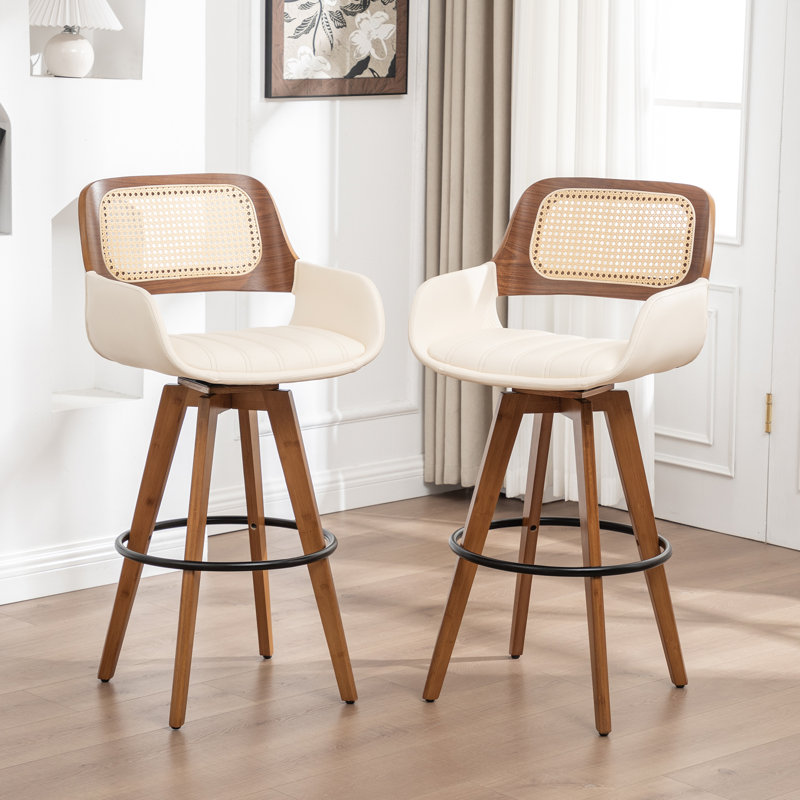 Derek Swivel Bar Stool, Bar Stool (76.2cm Seat Height), Beige