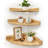 Corner Floating Shelves Set of 3, Large Pine Wood Wall Mounted Bookshelf with Rounded Edges, Raised Back, Cable Hole,  Display Shelf for Bathroom, Kitchen, Bedroom, Living Room