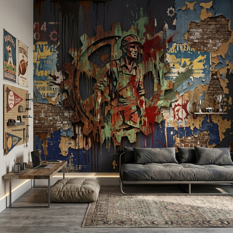 Brick Wall Wallpaper Posters Wall Mural, Non-Woven Nonpasted, 120"x96"