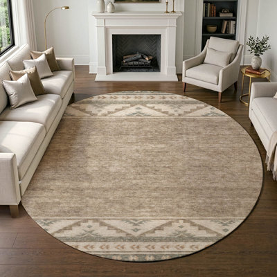 Tapis tribal Chantille ACN3075 lavable à la machine pour intérieur/extérieur