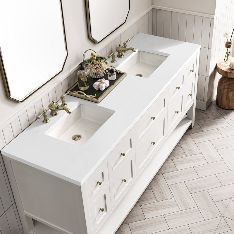 Breckenridge 72'' W Double Vanity, Bright White, White Zeus, 8" Widespread