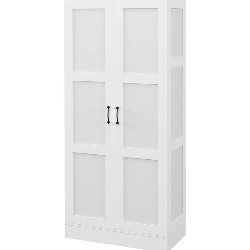 Armoire haute 71 po blanche avec tablettes mobiles et rangement pratique