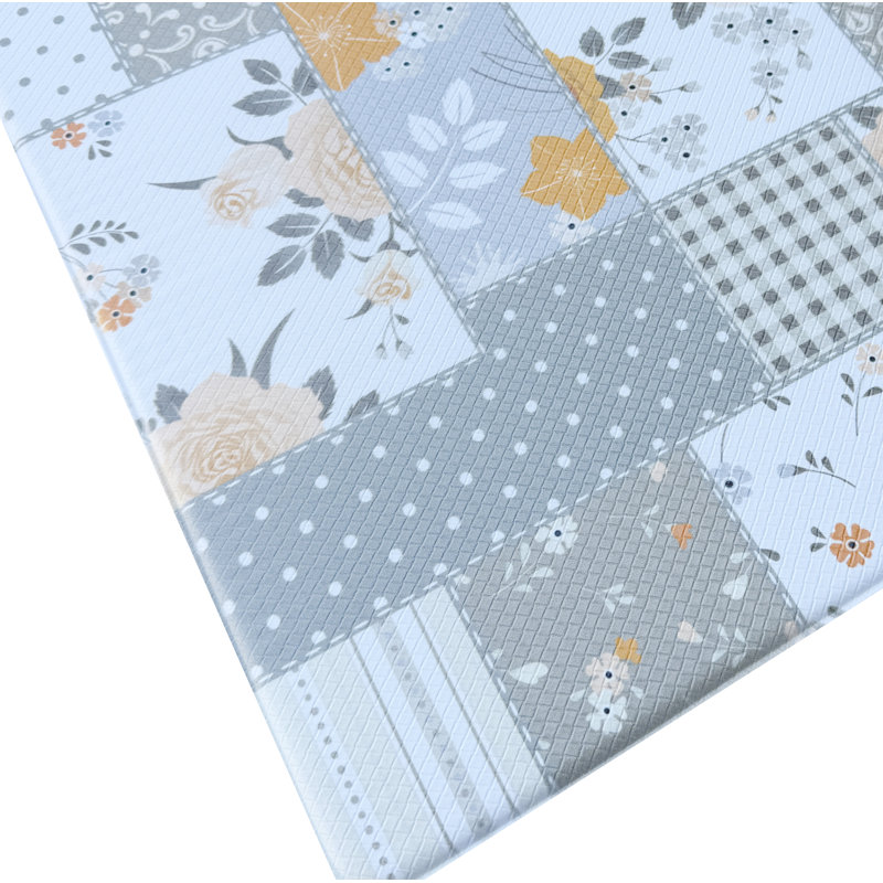 Tapis de cuisine antidérapant et antidérapant à motif floral à motif géométrique blanc et gris 18 po x 30 po, Blanc floral