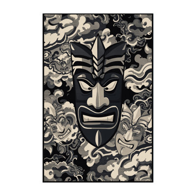 Tapis oriental noir lavable à la machine Newberry Ku Classic - reliure noire