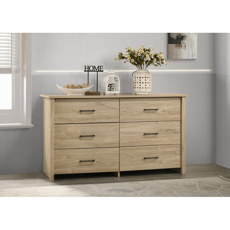 Commode 6 tiroirs avec poignées noires Seraphiel