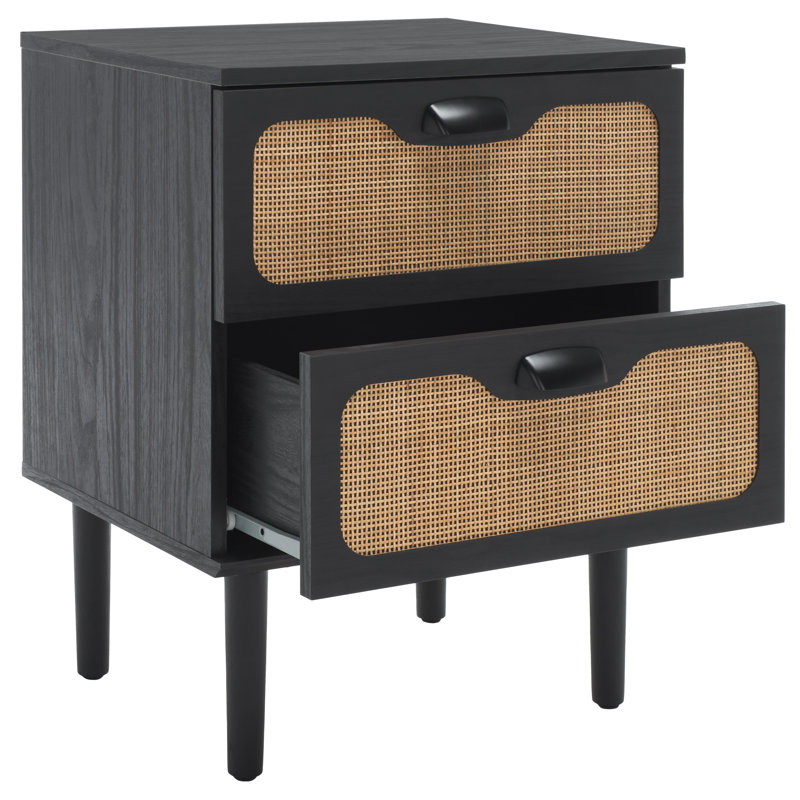 Alfano 19'' W Solid + Manfactured Wood Nightstand, Black/Brown