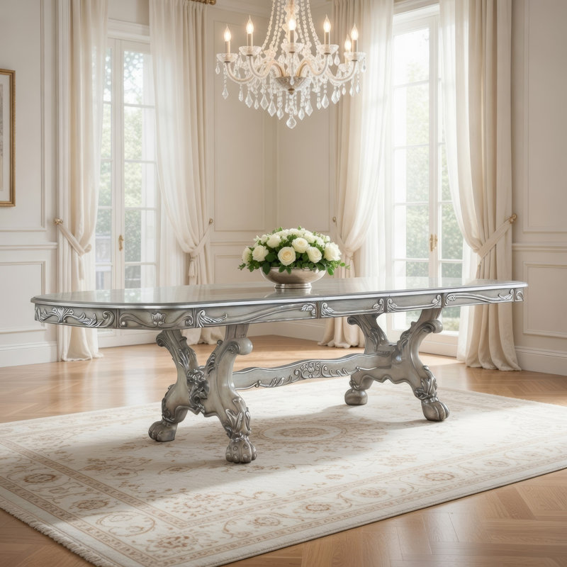 Table de salle à manger Emington, 31" H x 108" W x 46" D, Silver