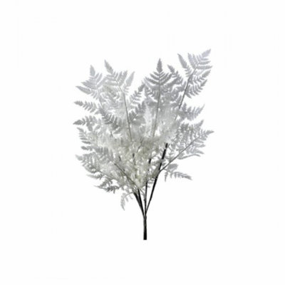 Fougère crème floquée, blanchi, plantes artificielles et arbres