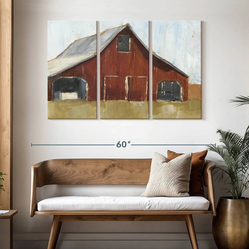 Lilie Rustic Red Barn I, 32" H x 50" W