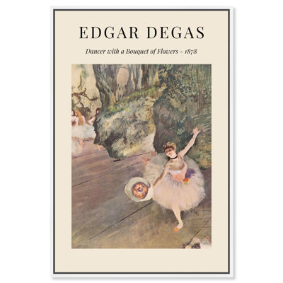 «Dancer with a Bouquet of Flowers», reproduction d'art sur toile encadrée vintage par Art Remedy, cadre blanc, 20 x 30