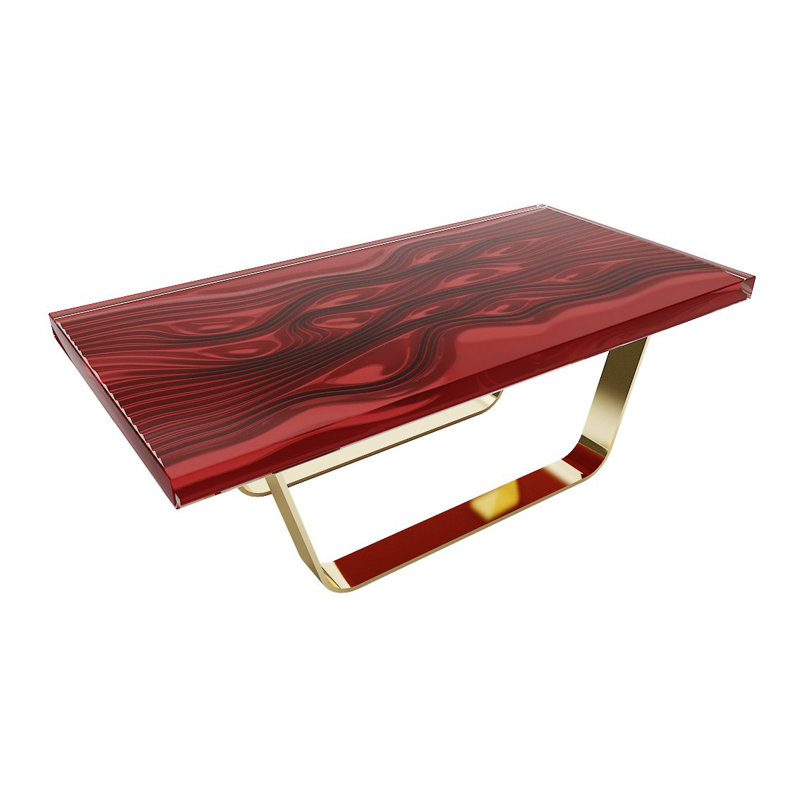 Bubbles Coffee Table, 18" H x 47.2" L x 23.6" W, Red