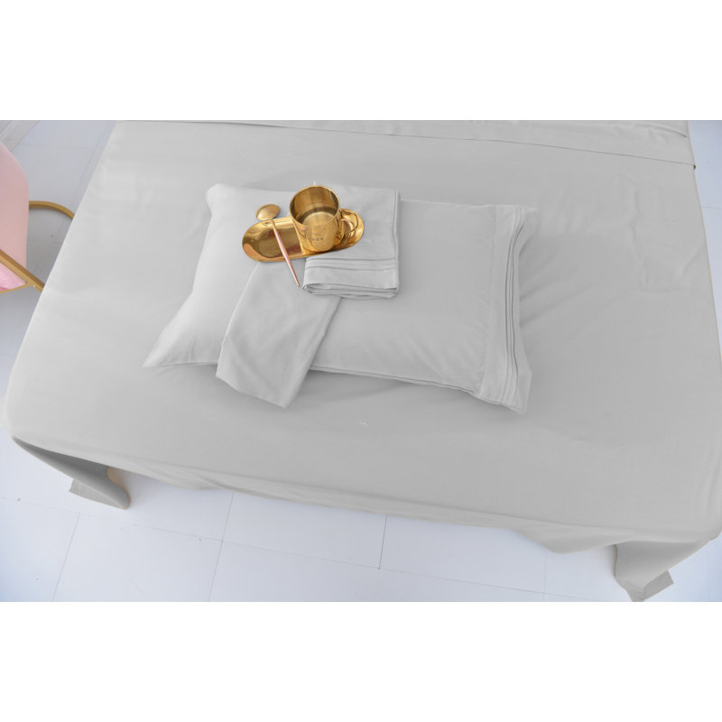 1800 Thread Count Rayon from Bamboo Sheet Set, Light Gray, Split King