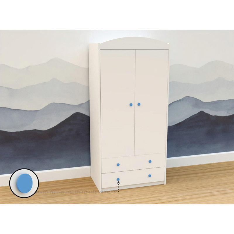 Platteville 2 Door Wardrobe, White/Blue