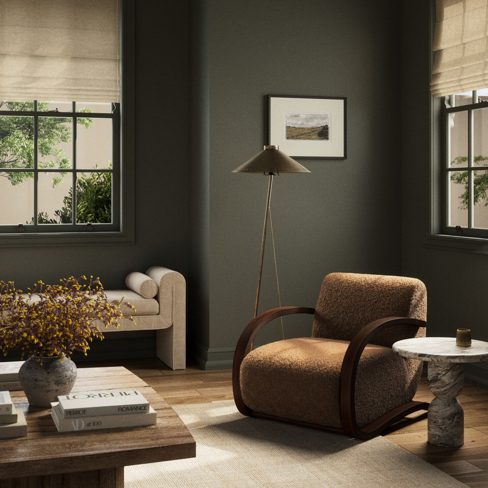 Burke Shearling Accent Chair, Amber Shearling