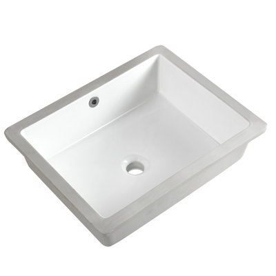 KARAMAG 20 inches Ceramic Undermount Bathroom Sink Rectangular Design For Modern Bathroom Overflow White 