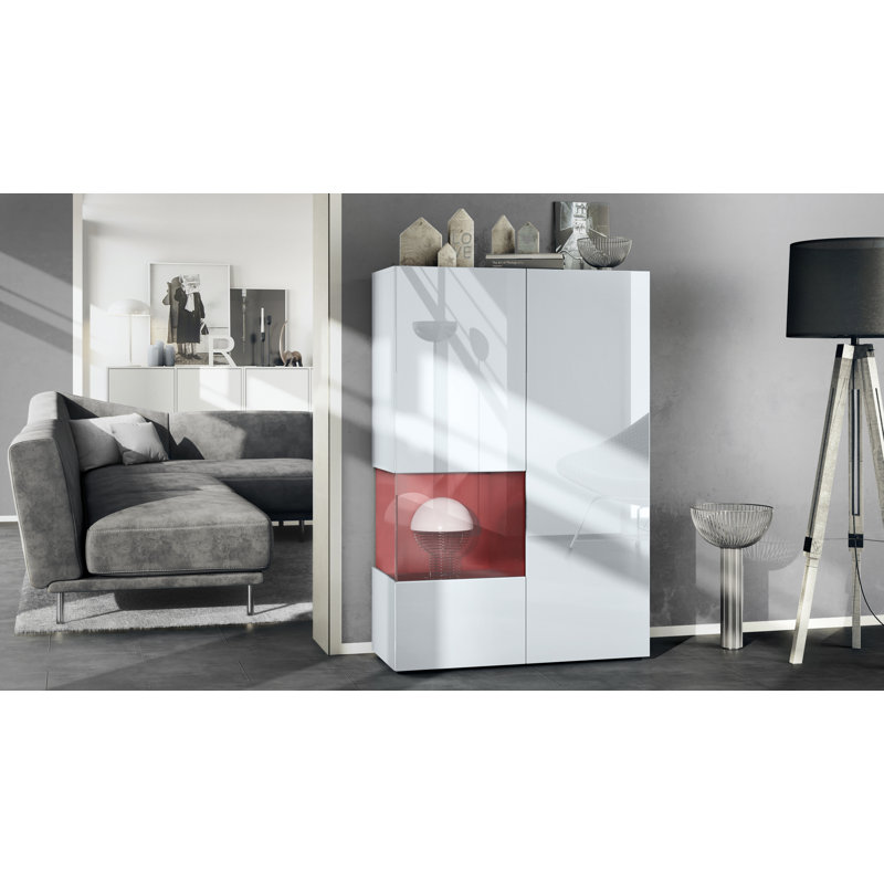 Alhassane Display Cabinet, White/Bordeaux High Gloss